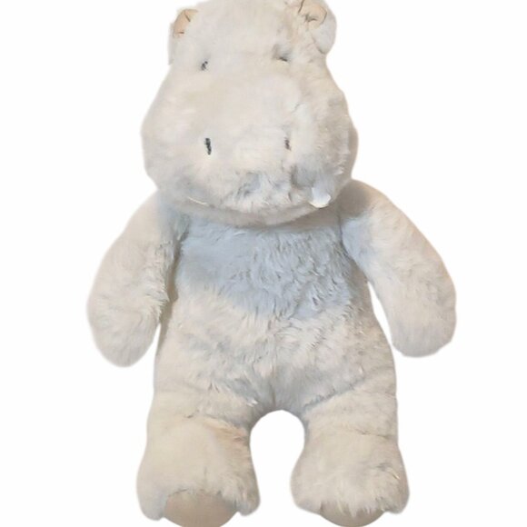 2022 Pottery Barn Kids Gray Hippo Hippopotamus Plush Beanbag Stuffed Toy 10" - Picture 1 of 7